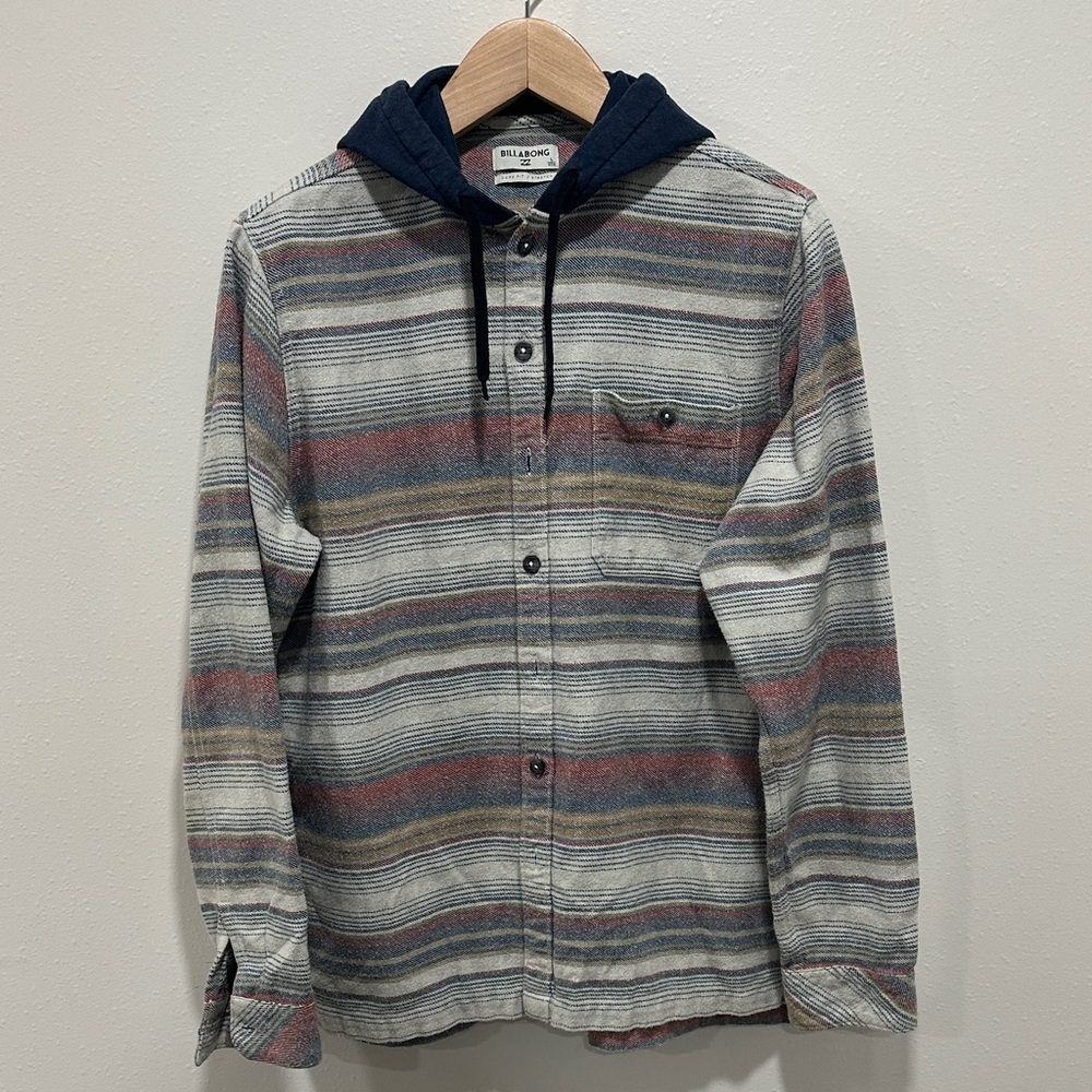Billabong Multicolor Striped Button up Hoodie
